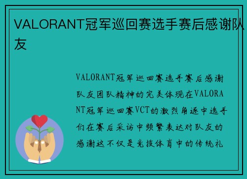 VALORANT冠军巡回赛选手赛后感谢队友