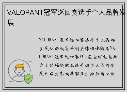 VALORANT冠军巡回赛选手个人品牌发展